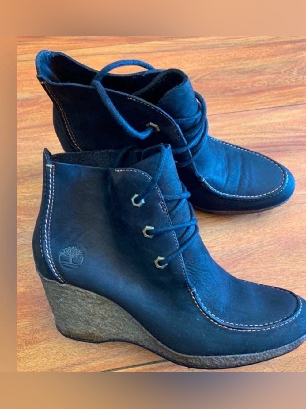Timberland Wedges Black boots Size 9
